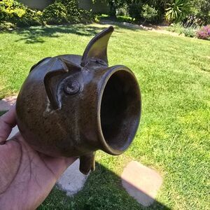 Brown Ceramic Pig Pot